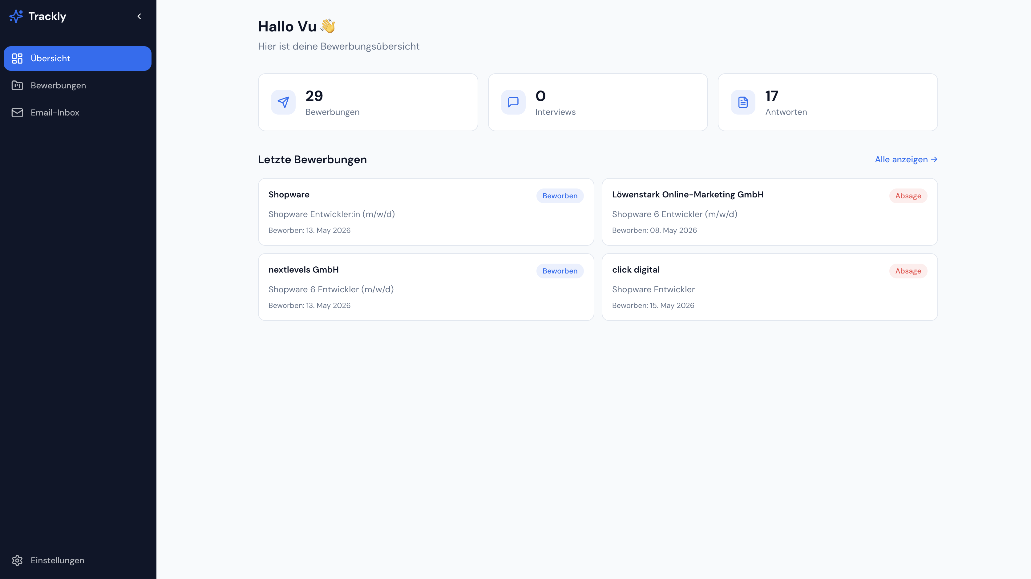 Trackly – Job-Bewerbungs-Tracker